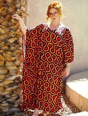 Lauren of Palm Springs Ultra Lounge Caftan in "Red Rum" - One Size (Plus)
